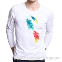 MISYAA Shirts for Men Long Sleeve Feather Print Shirt Casual Sweatshirt Daily Muscle Tank Top Friends Gifts Mens Tops White B07NCS5H5R